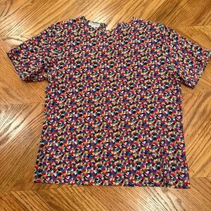 100% silk Vintage Royal Abstract Print Blouse made in Hong Kong Size 6